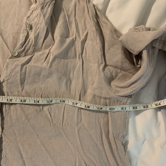 Elena Baldi Linen Shirt Dress Natural color 3/4 Button Up Size Small - Picture 7 of 8